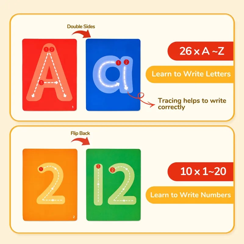 ✍️Wooden Alphabet & Number Tracing Board | Visual Learning Tools & Complete Set