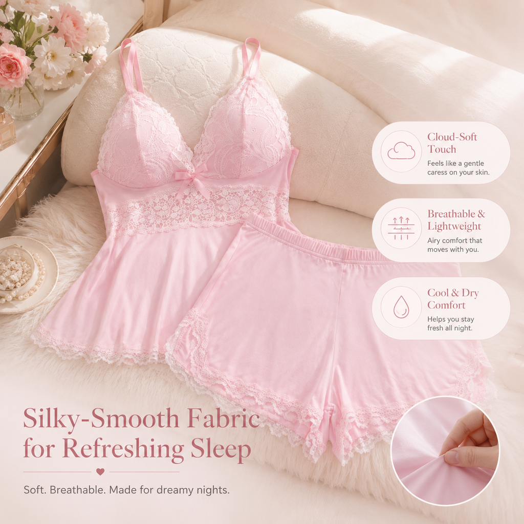 🌸 Sexy Lace Cami Sleepwear 2-Piece Set