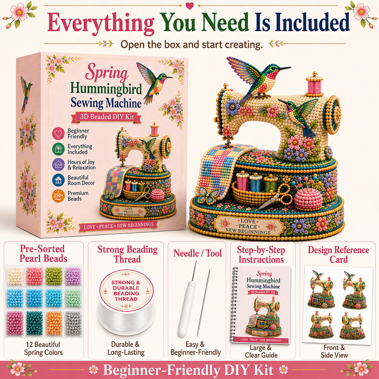 💥LAST DAY SALE 49%OFF💥🌸Spring Hummingbird Sewing Machine 💗 3D Limited Keepsake Edition