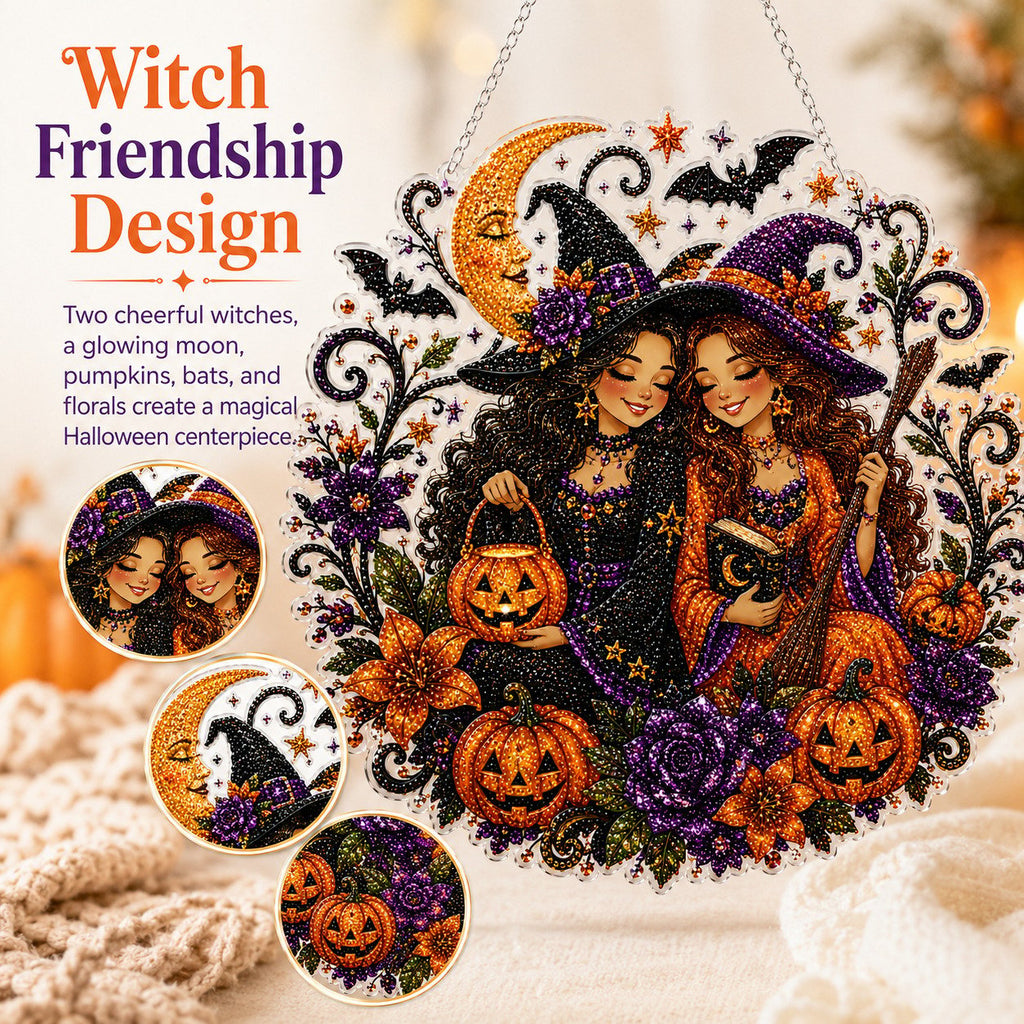 🔥Last Day 49% OFF - 🧙‍♀️🎃Halloween Witch Friendship Diamond Art Window Suncatcher(📦Buy 2 Free Shipping)