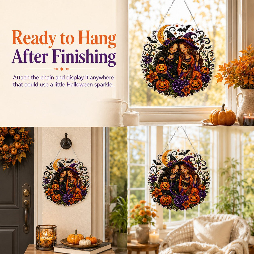 🔥Last Day 49% OFF - 🧙‍♀️🎃Halloween Witch Friendship Diamond Art Window Suncatcher(📦Buy 2 Free Shipping)