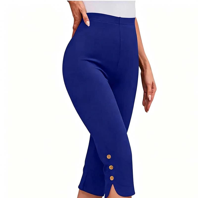 👖49% OFF! ✨Tummy Control Stretch Capris – High-Waist, 4-Way Stretch, Elegant Details 🌼