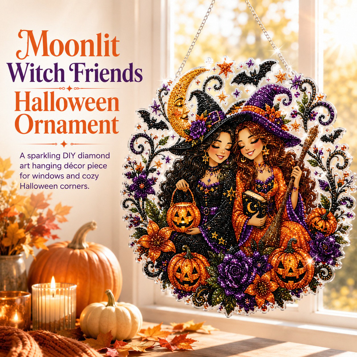 🔥Last Day 49% OFF - 🧙‍♀️🎃Halloween Witch Friendship Diamond Art Window Suncatcher(📦Buy 2 Free Shipping)