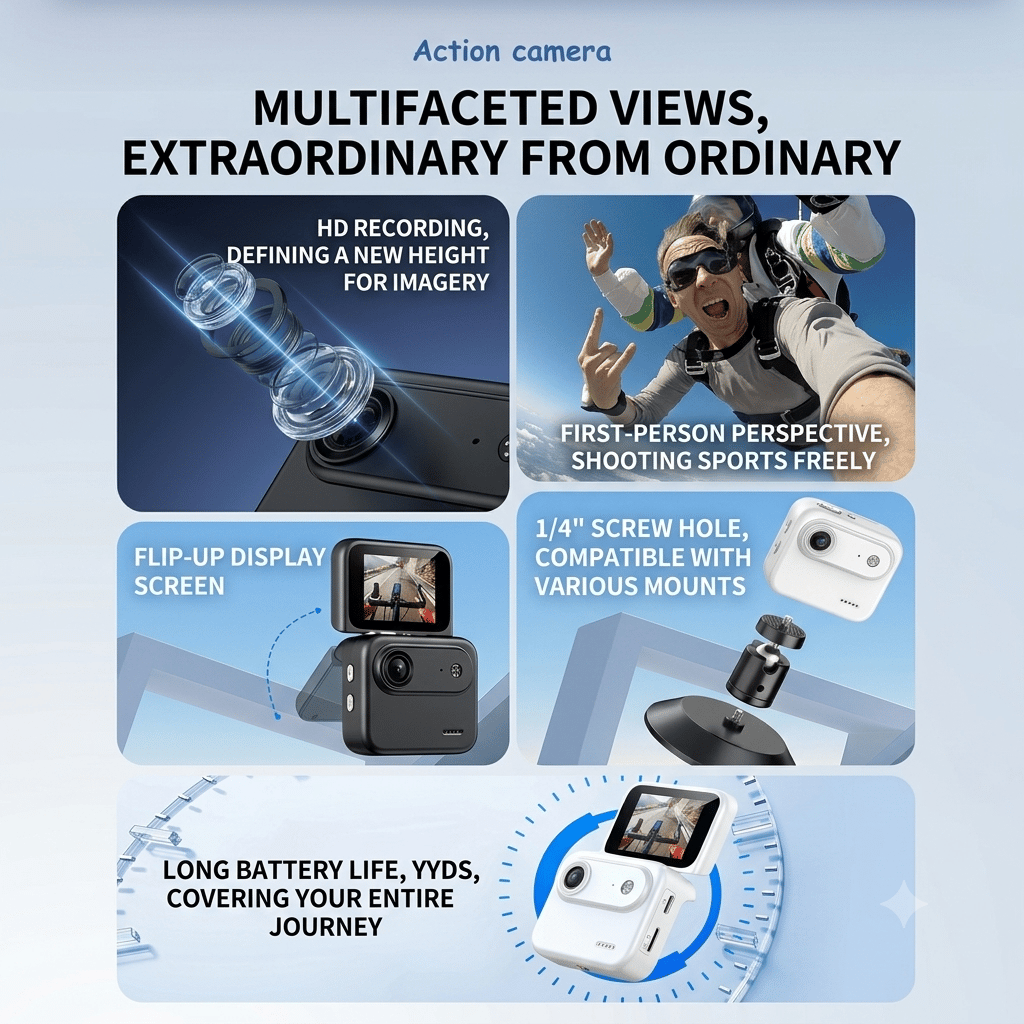 🎥 Tiny 4K Action Camera: Ultra-Lightweight Wearable POV Recorder with FlowState Stabilization – Magnetic Mounting System & Waterproof Design for Vlogging & Adventures 🌍