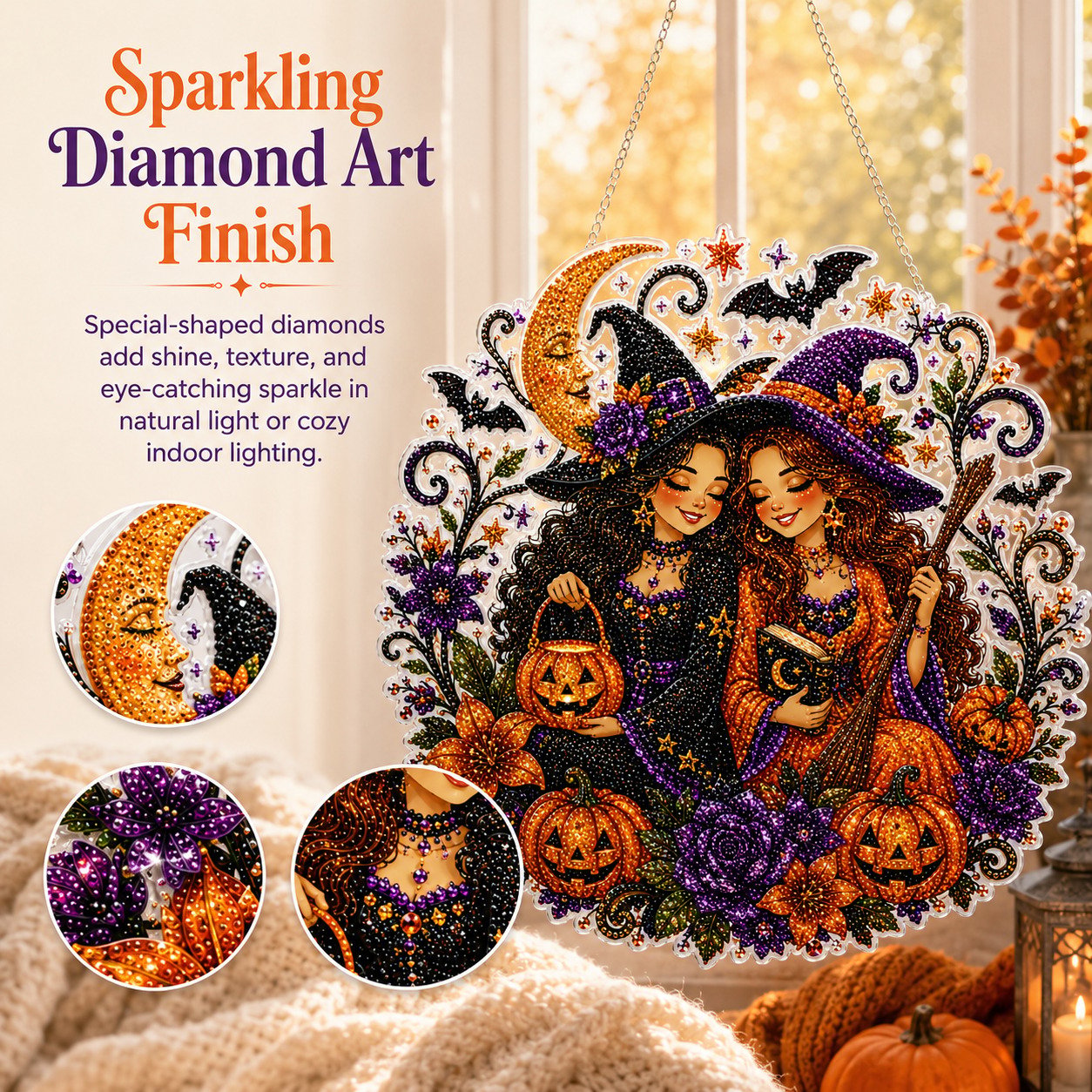 🔥Last Day 49% OFF - 🧙‍♀️🎃Halloween Witch Friendship Diamond Art Window Suncatcher(📦Buy 2 Free Shipping)