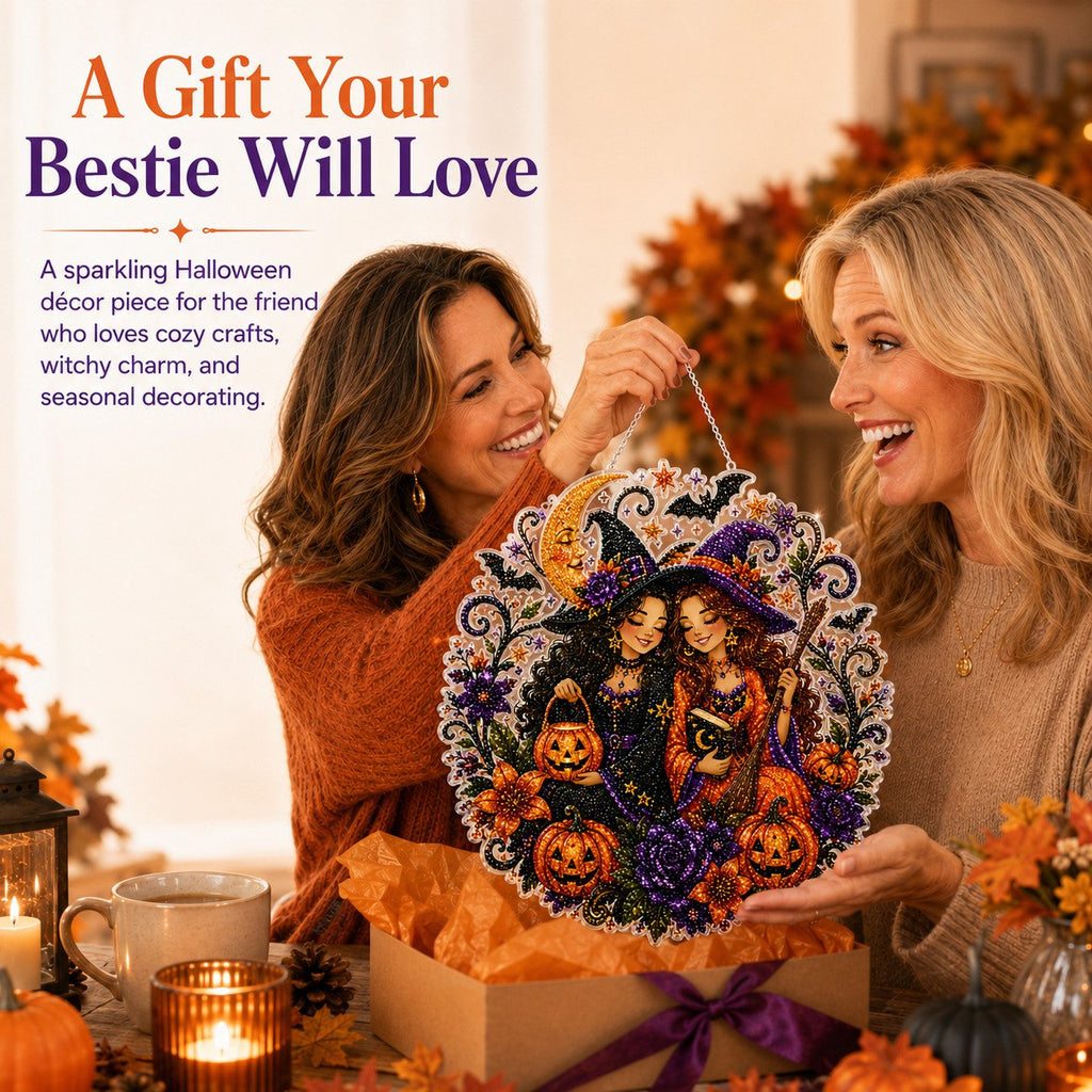 🔥Last Day 49% OFF - 🧙‍♀️🎃Halloween Witch Friendship Diamond Art Window Suncatcher(📦Buy 2 Free Shipping)