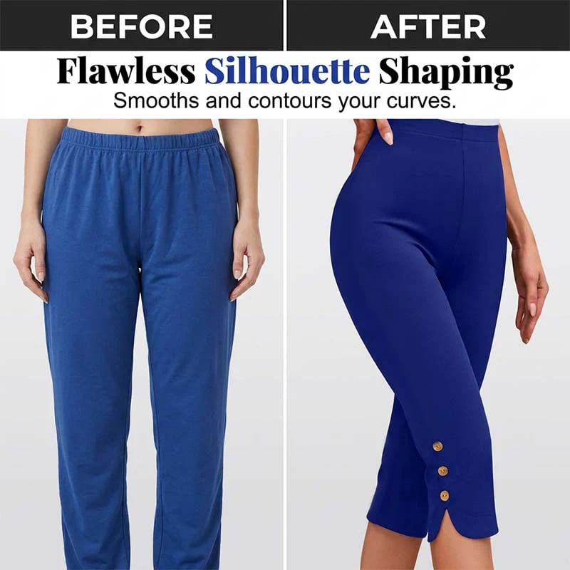 👖49% OFF! ✨Tummy Control Stretch Capris – High-Waist, 4-Way Stretch, Elegant Details 🌼