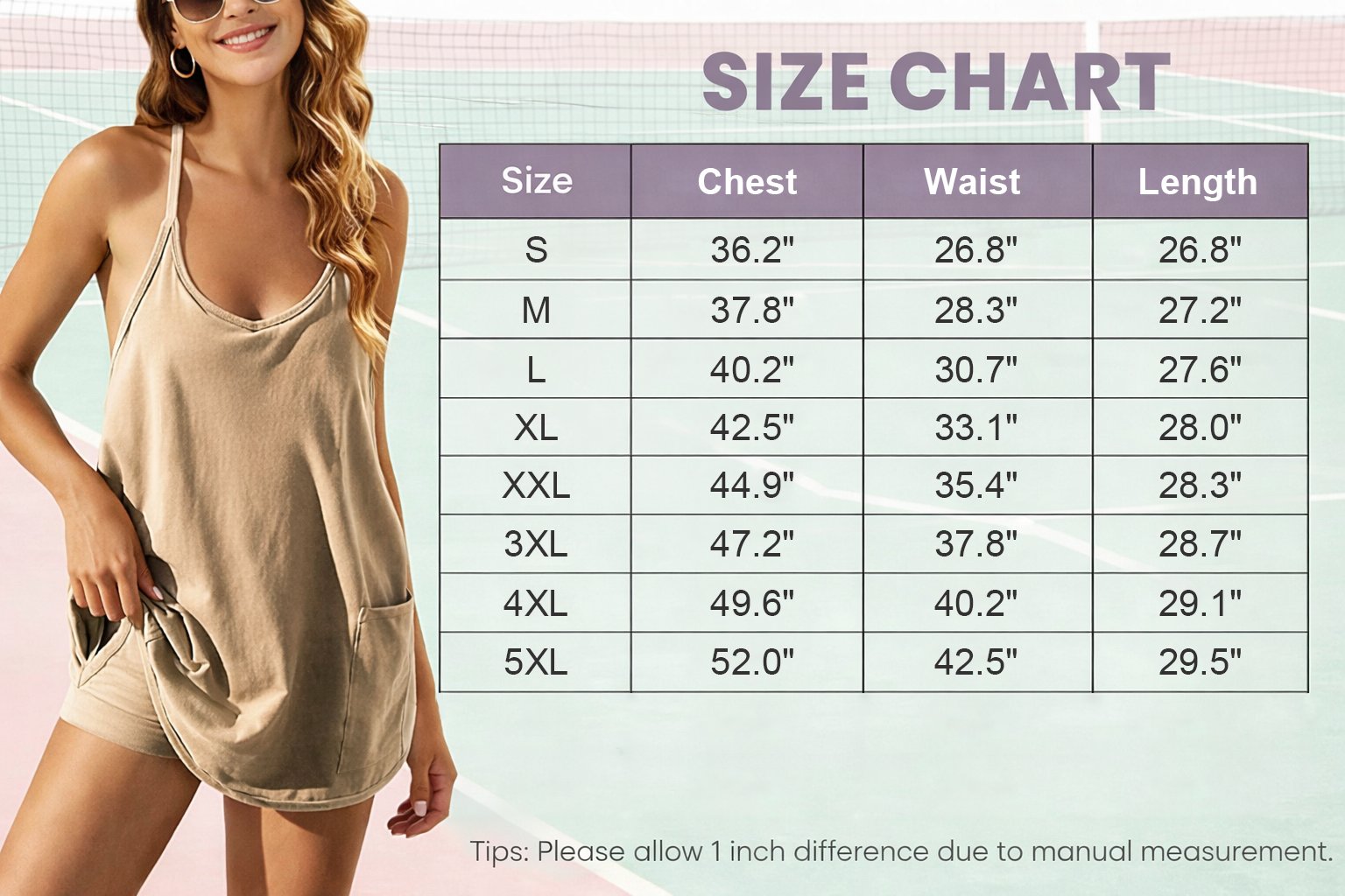 🔥 Women's Summer Sleeveless Mini Dress with Built-in Shorts V Neck Spaghetti Straps Athletic Shorts Tennis Dress with Pockets