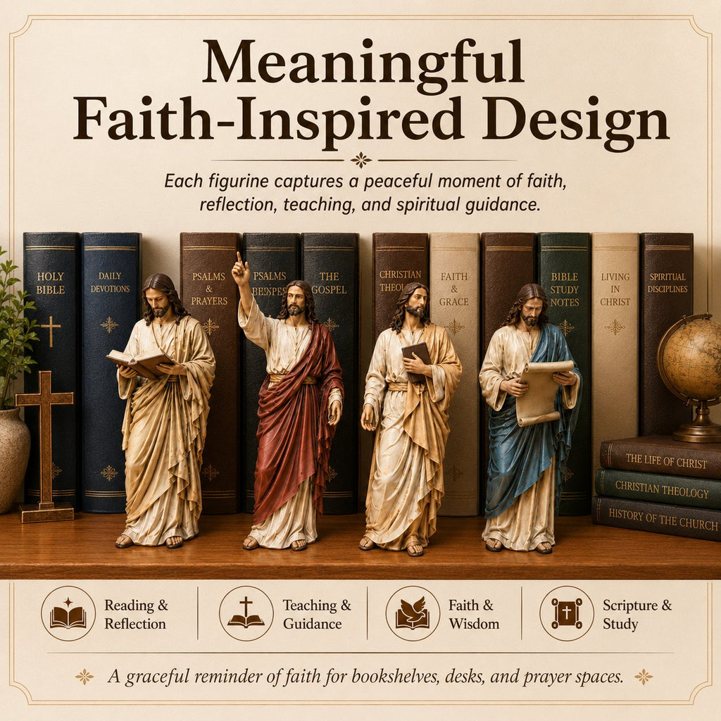 ✝️Jesus Figurine Bookshelf Decor Set🙏Sacred Companions for Your Daily Walk of Faith📚