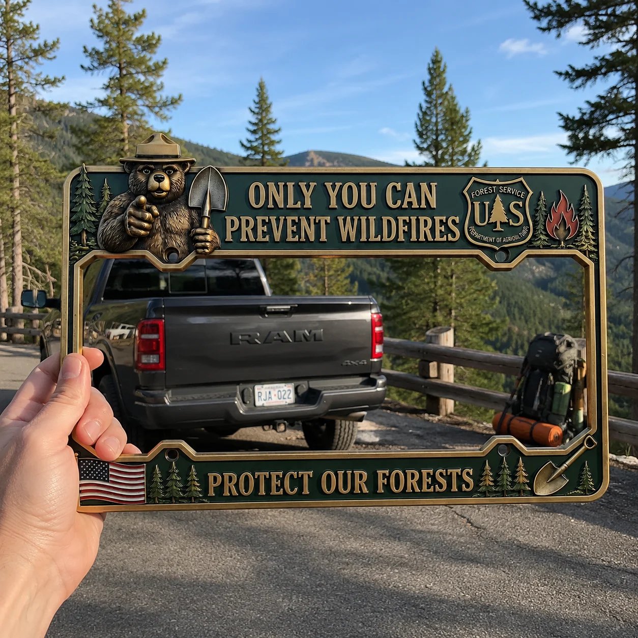 🐻USFS Only You Can Prevent Wildfires License Plate Frame🌲