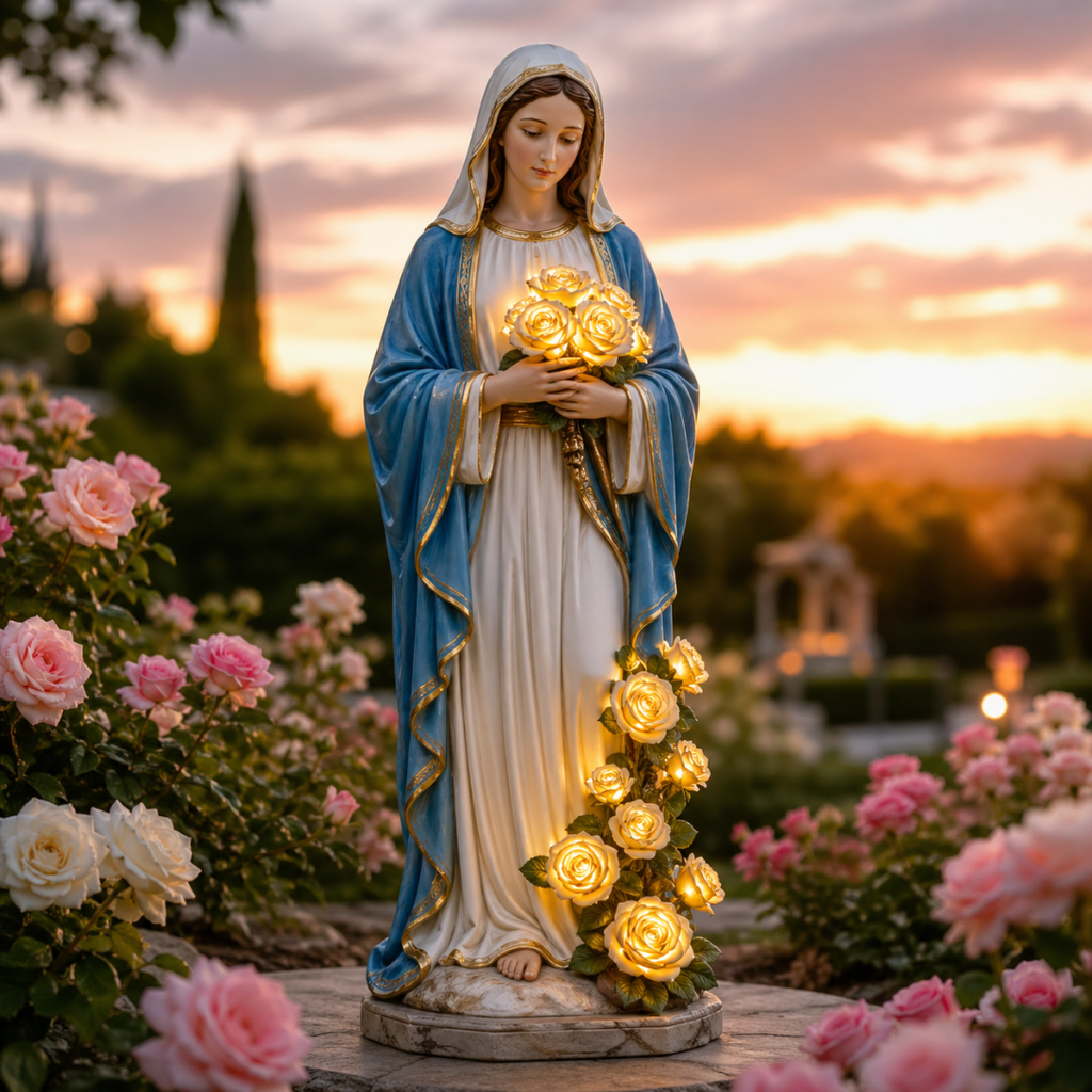 🕯️ Holy Illumination: Virgin Mary & Jesus Resin Statue Light