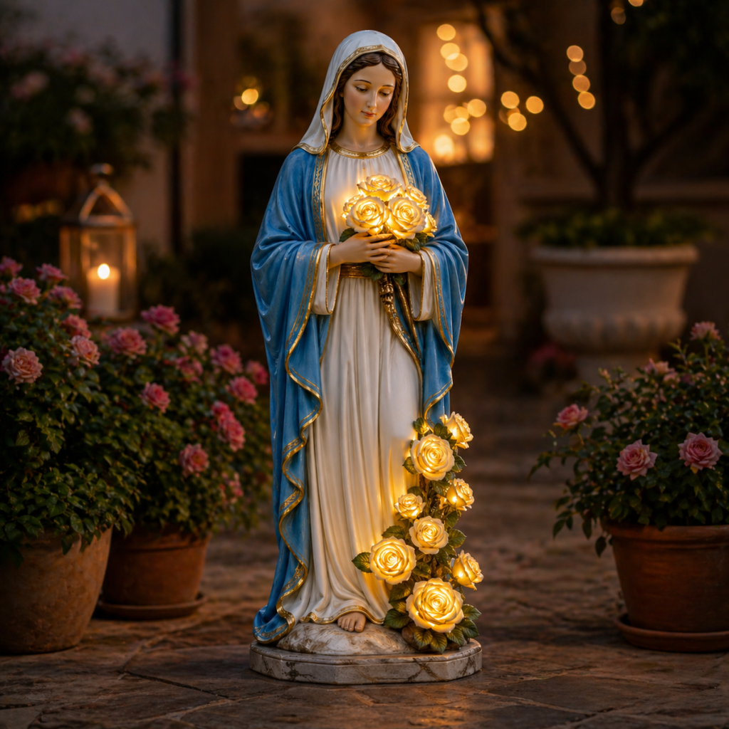 🕯️ Holy Illumination: Virgin Mary & Jesus Resin Statue Light