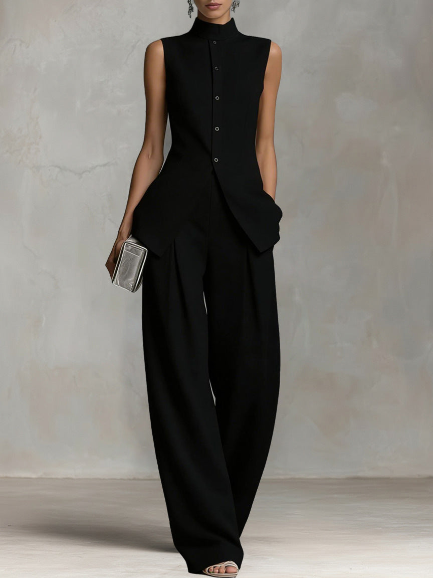 Linen Sleeveless Wide-Leg Set