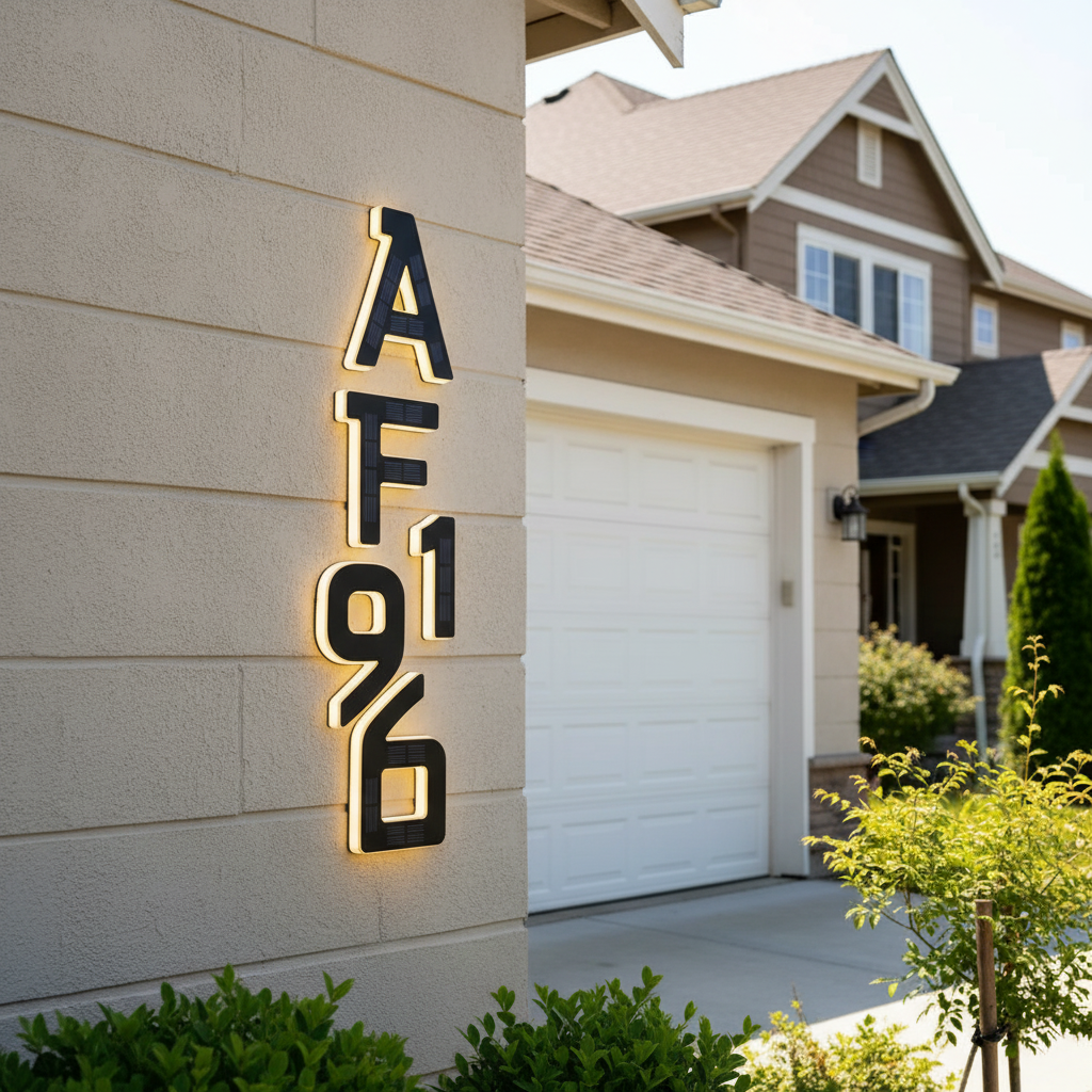 Solar Powered House Address Illuminated Number Signs