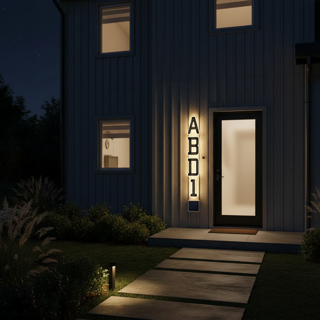 Solar Powered House Address Illuminated Number Signs
