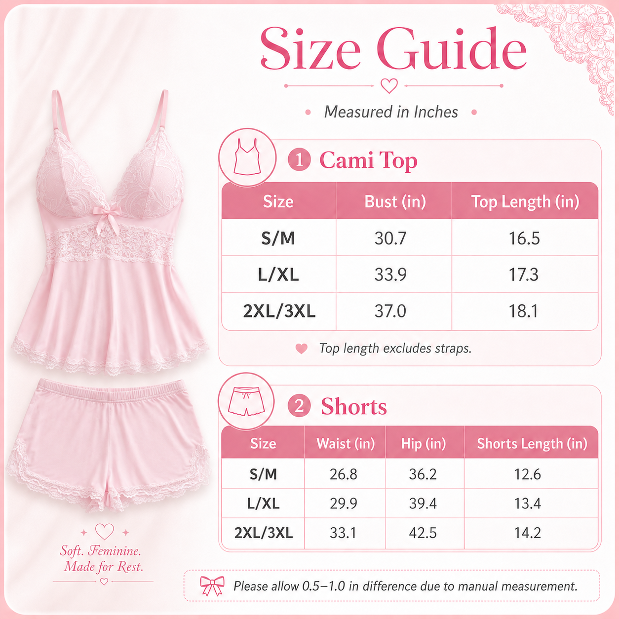 🌸 Sexy Lace Cami Sleepwear 2-Piece Set