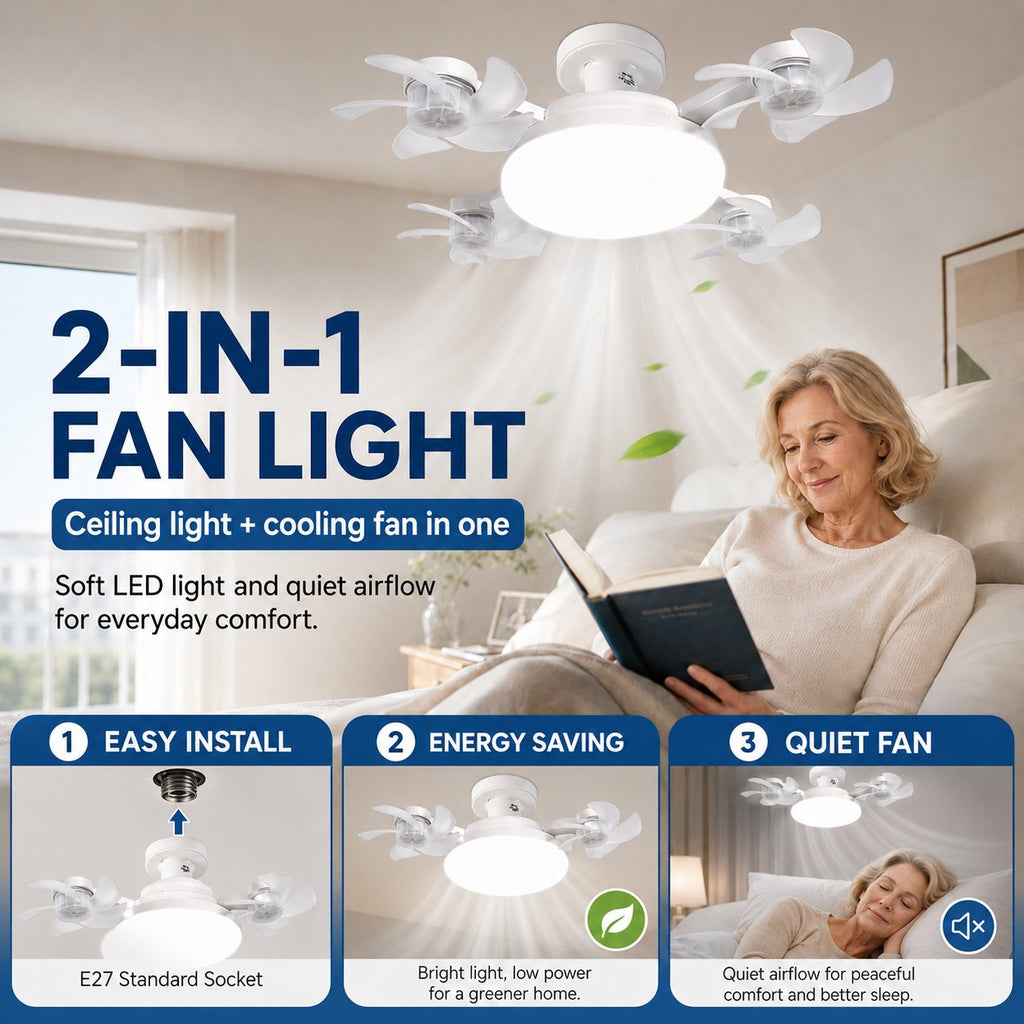 🔥LAST DAY SALE 49% OFF-💡🌀 2-in-1 Energy-Saving Fan Light|Cool Air + Soft Light in One