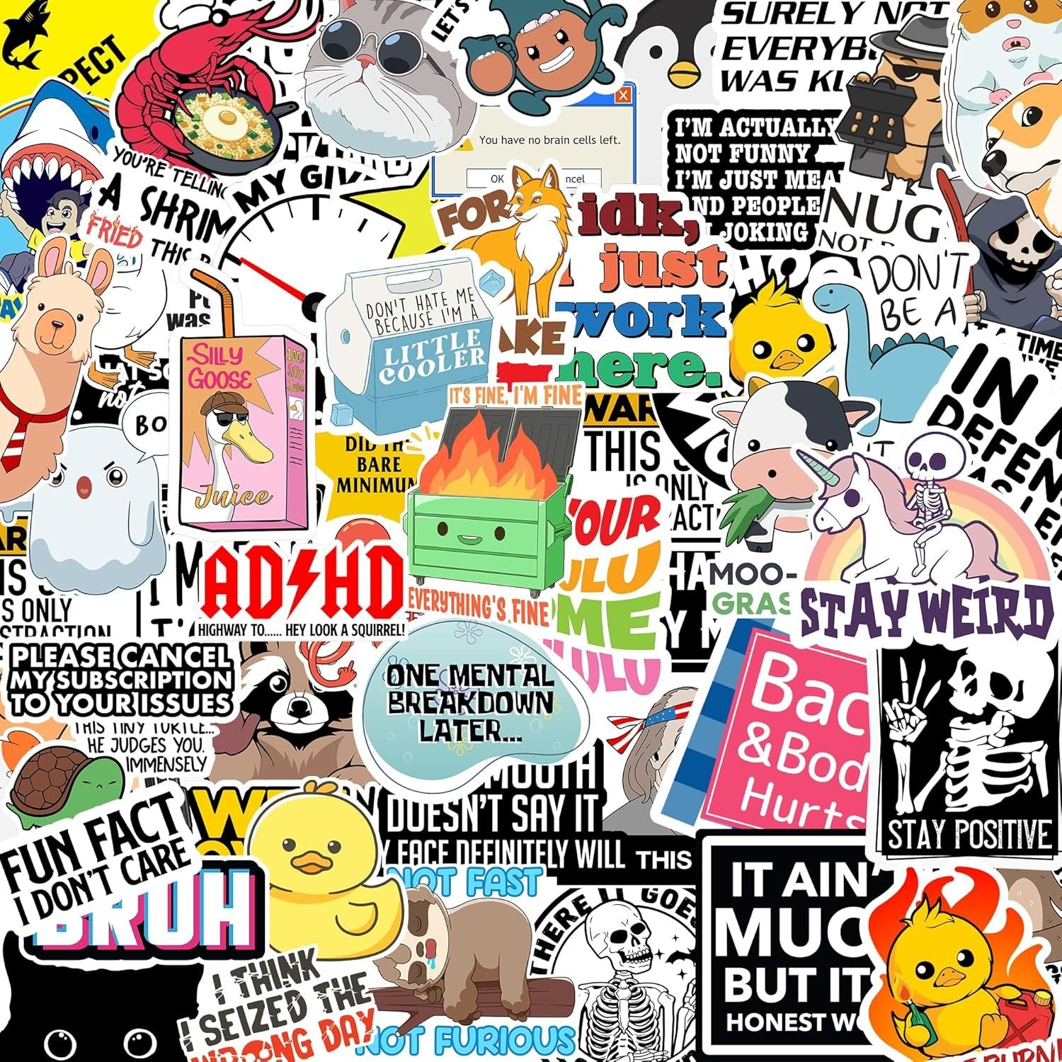 Year-end Promotion  - Set of 130 Pcs Funny Saying Stickers