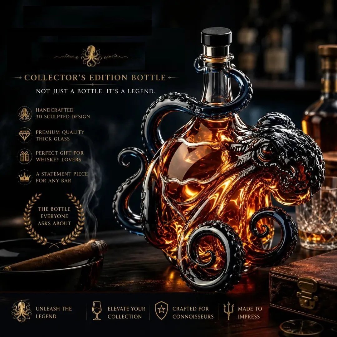 🎁Rum Edition 3D Octopus Bottle 🐙🥃