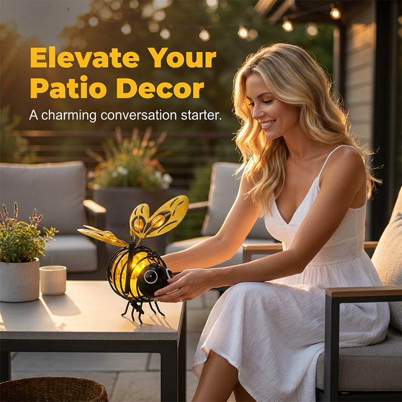 🔥 Limited-Time 50% OFF | Hanging Solar Bee Light – Warm Amber Glow for Garden Nights 🐝✨
